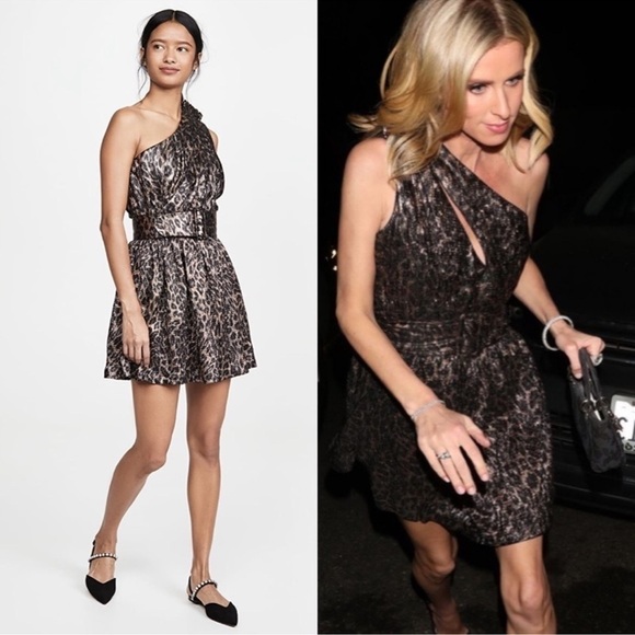 Retrofete Kayla Belted Metallic Mini Dress in Leopard Lamé - Picture 1 of 8